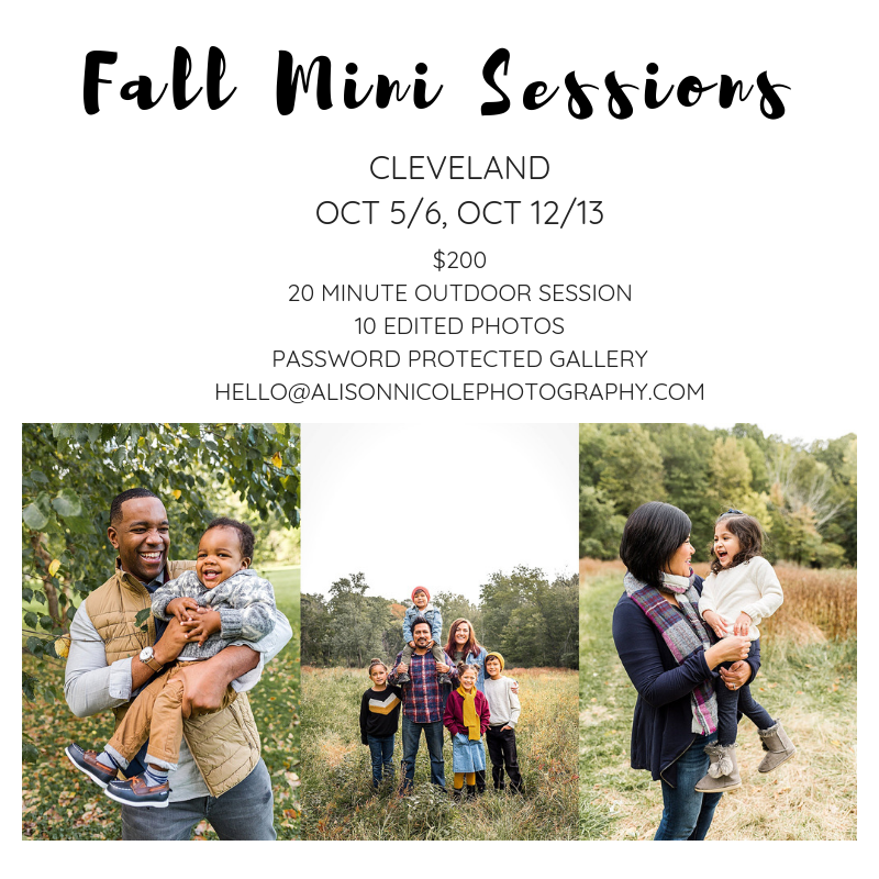 Cleveland Photographer Fall Mini Sessions for Family, Couples, Seniors, and Headshots